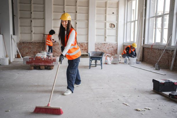 Our team cleaning a construction site during builders clean
